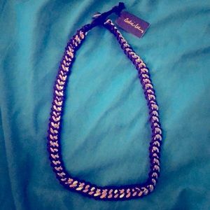 Black leather and silver necklace